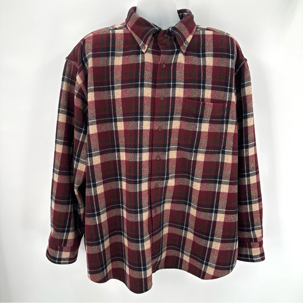 GH BASS Wool Blend Shirt Heavy Overshirt Mens XL Buttondown Plaid Top winter